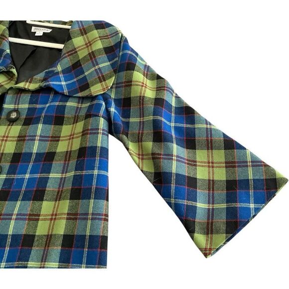 Pendleton Green Plaid 100% Virgin Wool Jacket/Blazer Modern Bell Sleeves 14 - Picture 1 of 6